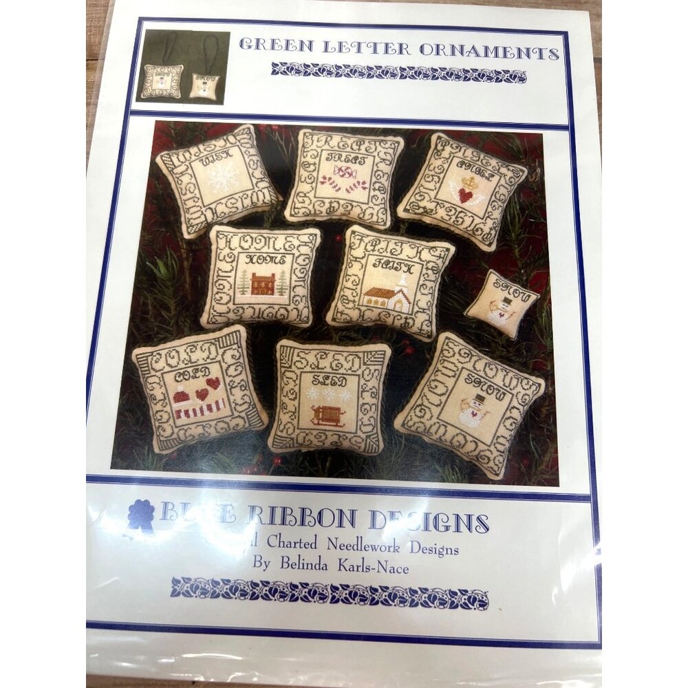 Green Letter Ornaments Christmas Cross Stitch Pattern By Blue Ribbon Designs
